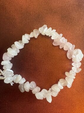 Rose Quartz Chip Stretch Bracelet - Pink Gemstone Beads